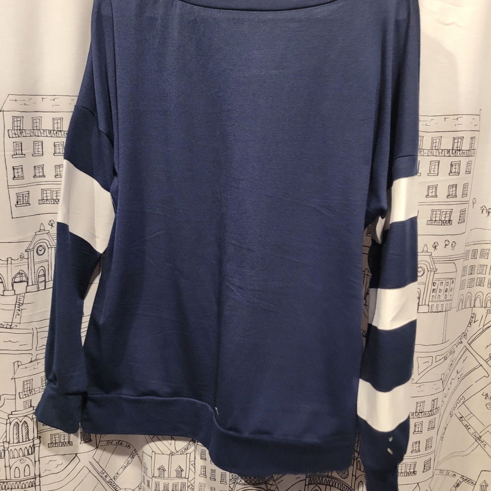 NWOT Just Fashion Now Nautical Long Sleeve Shirt Size Medium - Picture 4 of 5